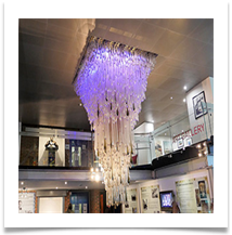 ex manchester airport chandelier now at st helen glass - Rod Inwood